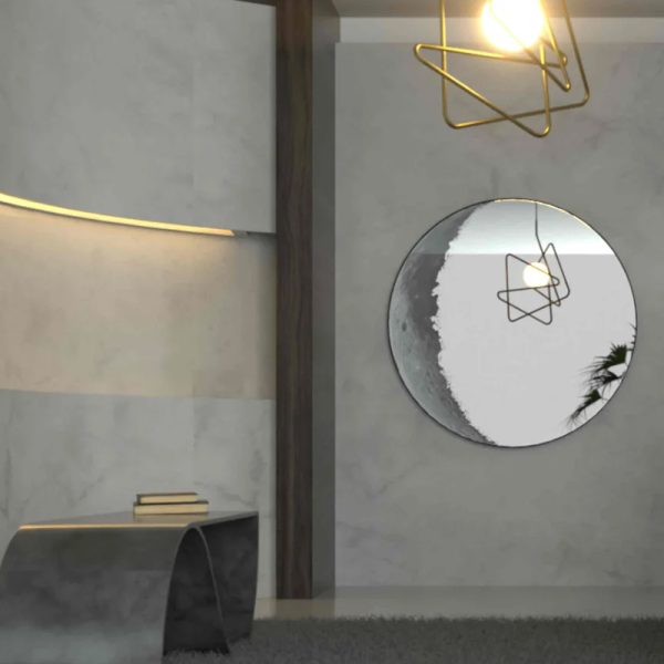 Moon mirror in Contemporary living space